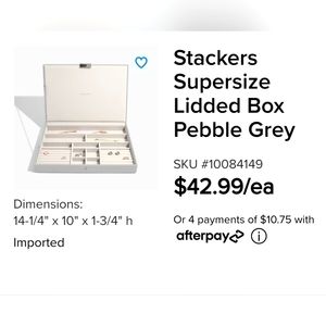 Stackers Pebble Grey Supersize Jewelry Box